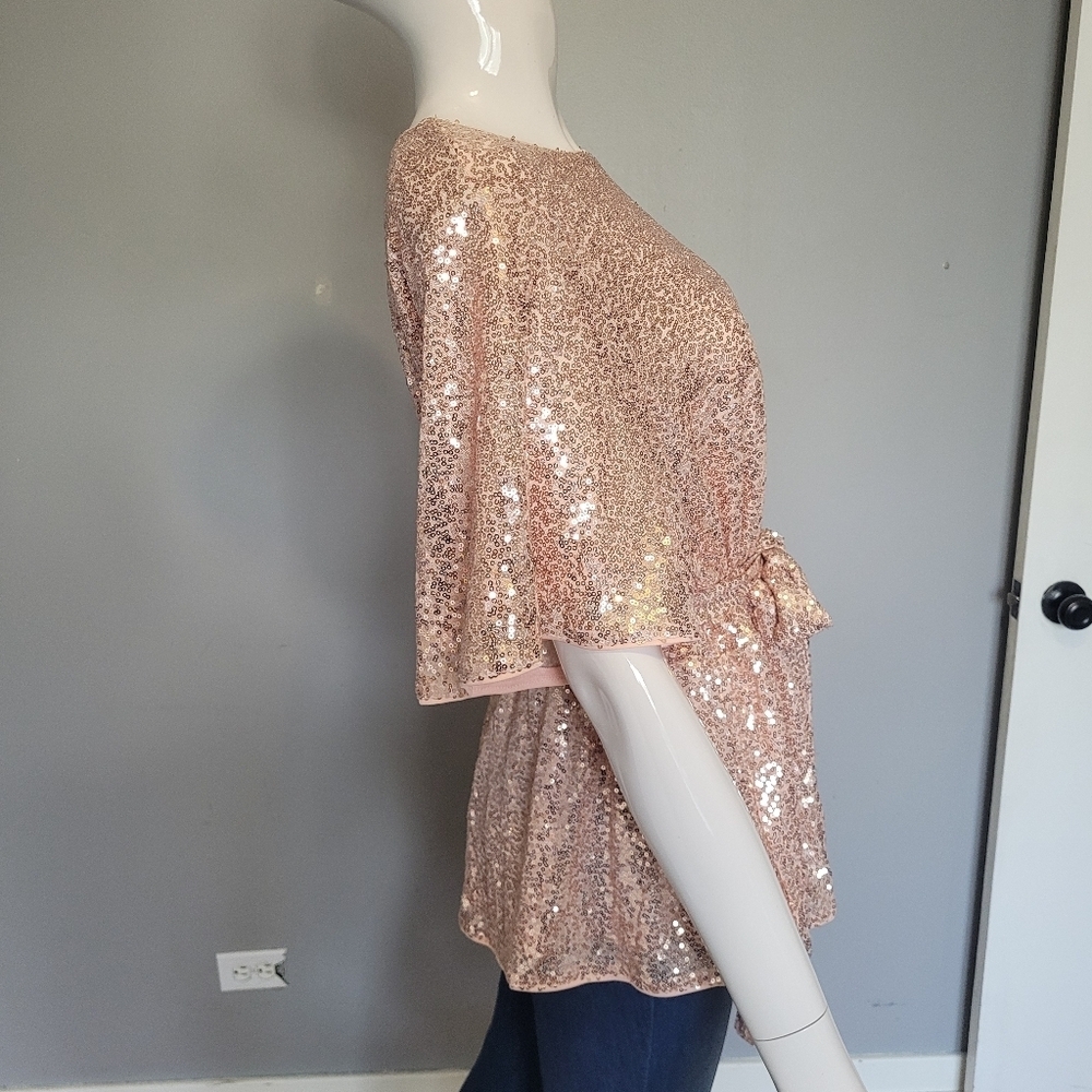 Grace Karin Pink Sequin Top with Belt, BNWOT, Size 2X - Picture 2 of 8